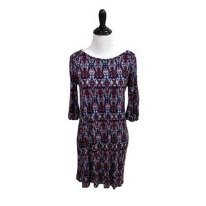 Market & Spruce Women's M Medium Sheath Dress 3/4 Sleeves Ornamental Print